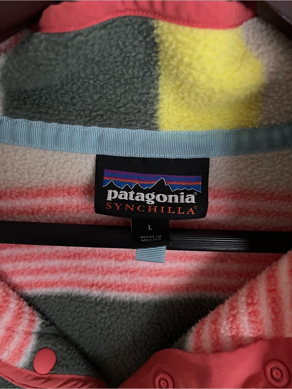 Patagonia Synchilla Fleece Jacket - Pink, Yellow, Gray - Picture 2 of 3